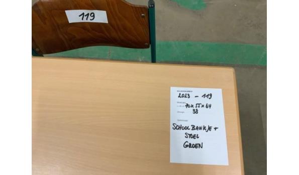 Schoolbank met stoel 70x55x64 zithoogte 38cm